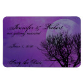 パープルエレガントゴシックのプシュウェディング日付を保存 マグネット (横)