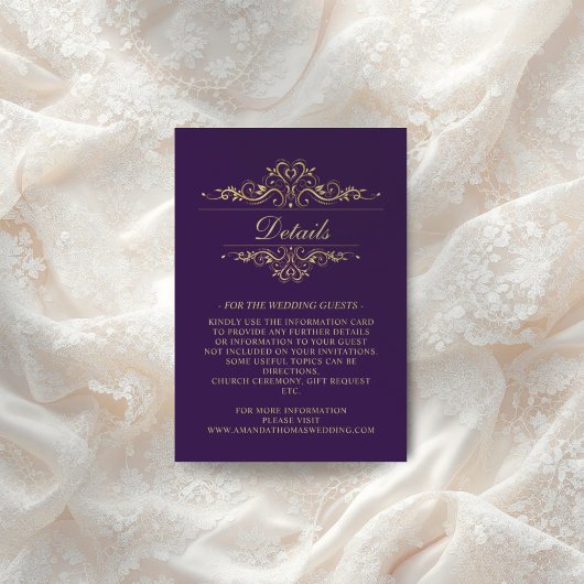 パープルエレガントゴールデン結婚フレームのエンクロージャカード エンクロージャーカード