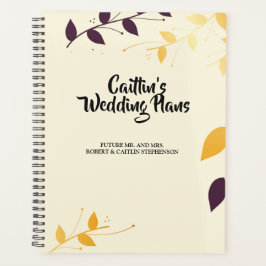 パープルエレガントゴールデン葉ウェディングプランナー プランナー手帳