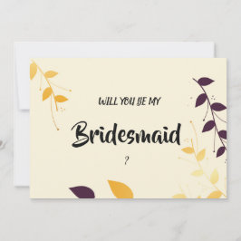パープルエレガントゴールデン葉ズのブライデメイド 招待状