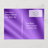 パープルエレガントサテンウェディングRSVP インビテーションポストカード (裏面)