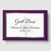 パープルエレガントシルバーウィンターホリデー結婚ズ ゲストブック (正面)