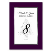 パープルエレガントシルバーウィンターホリデー結婚ズ テーブルナンバー (裏面)