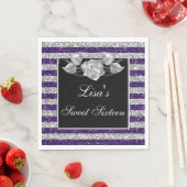 パープルエレガントシルバーグリッターシルバーバラスウィート16 スタンダードランチョンナプキン (インサイチュ)