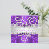 パープルエレガントシルバーダイアモンズパール誕生日2 招待状 (スタンド正面)