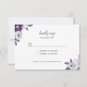 パープルエレガントシルバーフローラRSVP返信カード 出欠カード (裏面)