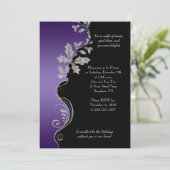 パープルエレガントシルバーホリークリスマスパーティー 招待状 (スタンド正面)