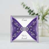 パープルエレガントシルバーホワイトイベントパーティー 招待状 (スタンド正面)