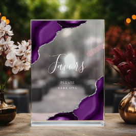 パープルエレガントシルバー瑪瑙結婚式の引き出物 アクリルサイン