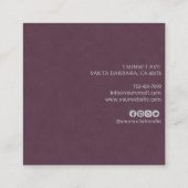 パープルエレガントスエードレザーテクスチャプロフェッショナル スクエア名刺 (裏面)