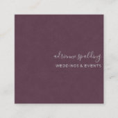 パープルエレガントスエードレザーテクスチャプロフェッショナル スクエア名刺 (正面)