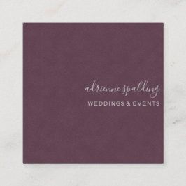 パープルエレガントスエードレザーテクスチャプロフェッショナル スクエア名刺