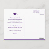 パープルエレガントスクリプト写真卒業ありがとう ポストカード (裏面)