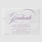パープルエレガントスクリプト卒業パーティー ベラム紙招待状 (正面)