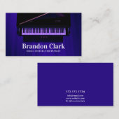 パープルエレガントステージグランドピアノミュージシャン 名刺 (正面/裏面)