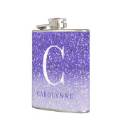 パープルエレガントスパークルグラデーショングリッターモノグラム フラスク (左)