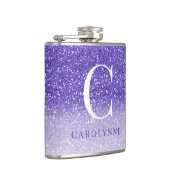 パープルエレガントスパークルグラデーショングリッターモノグラム フラスク (右)