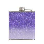 パープルエレガントスパークルグラデーショングリッターモノグラム フラスク (裏面)