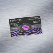 パープルエレガントゼブラグリッターキス美容師 マグネット名刺 (インサイチュ)