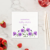 パープルエレガントゼランセムフローラ誕生日パーティー スタンダードカクテルナプキン (インサイチュ)