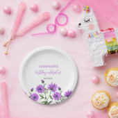 パープルエレガントゼランセムフローラ誕生日パーティー ペーパープレート (パーティー)