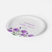 パープルエレガントゼランセムフローラ誕生日パーティー ペーパープレート (アングル)