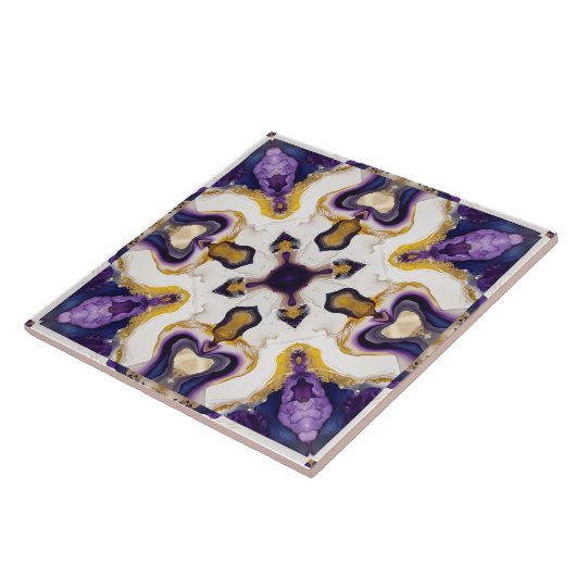 パープルエレガントタイル万華鏡のように千変万化するパターン タイル (側面)