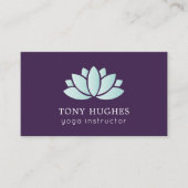 パープルエレガントターコイズロータスアイコンヨガ 名刺 (正面)
