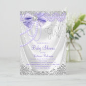 パープルエレガントダイヤモンドパールガーリーベビーシャワー 招待状 (スタンド正面)
