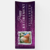 パープルエレガントダイヤモンドフレーム退職パーティー  横断幕 (縦)