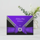 パープルエレガントダイヤモンドボウ誕生日パーティー2 招待状 (スタンド正面)