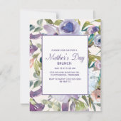 パープルエレガントダスティブルーフローラ母の日 招待状 (正面)