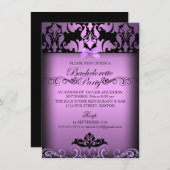 パープルエレガントダマスクバチェロレッテ招待状 招待状 (正面/裏面)