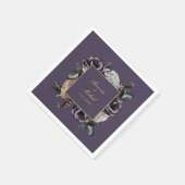 パープルエレガントダークフローラ秋の結婚式 スタンダードカクテルナプキン (角)