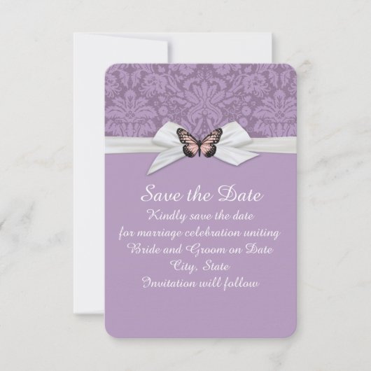 パープルエレガントチューダーダマスク日付を保存 セーブザデート (正面)