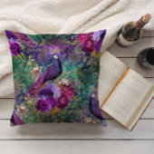 パープルエレガントティール（緑がかった色）ピーコックフローラ クッション