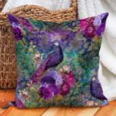パープルエレガントティール（緑がかった色）ピーコックフローラ クッション