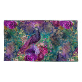 パープルエレガントティール（緑がかった色）ピーコックフローラ 枕カバー (裏面)