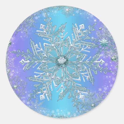 パープルエレガントティール(緑がかった色)ブルースノーフレークシール ラウンドシール (正面)