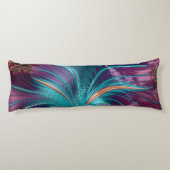 パープルエレガントティール(緑がかった色)抽象芸術羽毛シック寝具 ボディピロー (裏面)