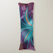 パープルエレガントティール(緑がかった色)抽象芸術羽毛シック寝具 ボディピロー (正面縦)