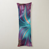 パープルエレガントティール(緑がかった色)抽象芸術羽毛シック寝具 ボディピロー (裏面 (縦))