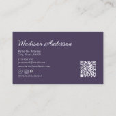 パープルエレガントテラコッタボホウォーターカラーフェザー 名刺 (裏面)