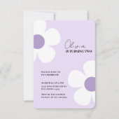 パープルエレガントデイジー春誕生日 招待状 (正面)