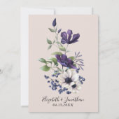 パープルエレガントネイビーシャンパーニュヴィンテージフローラ 招待状 (裏面)
