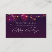 パープルエレガントネオンホリーパーソナライズされたクリスマス エンクロージャーカード (裏面)
