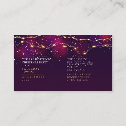 パープルエレガントネオンホリーパーソナライズされたクリスマス エンクロージャーカード (正面)