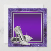 パープルエレガントハイヒール誕生日パーティー 招待状 (裏面)