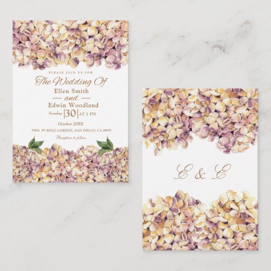 パープルエレガントハイ素朴ジゲア結婚式招待状 ノートカード (正面/裏面)