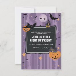 パープルエレガントハロウィーンの衣装パーティー 招待状